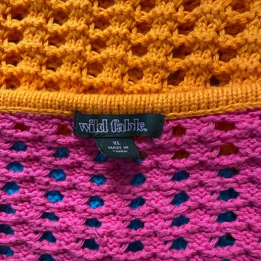 Colorful Striped Square Neck Pointelle Pullover Knit Sweater Size XL Wild Fable - Picture 10 of 11
